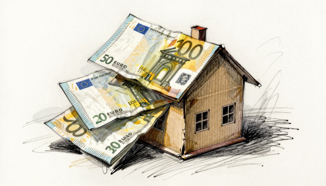 Abstract illustration of construction finance and risk analysis in Austria