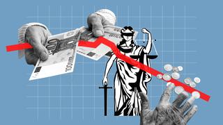 Protecting elderly family members from digital investment fraud collage with hand elements and money notes