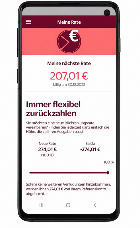 Screenshot of the 100% repayment option on the Hanseatic Bank Genialcard